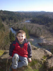 Cam rock climbing in Troutdale