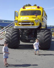 Taking a ride on the monster bus