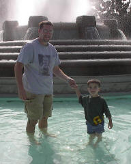 Playing in the fountain at Griffin Park